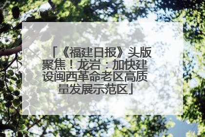 《福建日报》头版聚焦！龙岩：加快建设闽西革命老区高质量发展示范区