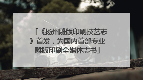 《扬州雕版印刷技艺志》首发，为国内首部专业雕版印刷全媒体志书
