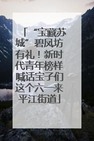 “宝藏苏城”碧凤坊有礼！新时代青年榜样喊话宝子们这个六一来平江街道