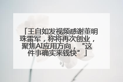 王自如发视频感谢董明珠雷军，称将再次创业，聚焦AI应用方向，“这件事确实来钱快”