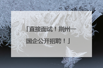 直接面试！荆州一国企公开招聘！