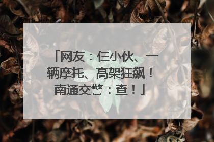 网友：仨小伙、一辆摩托、高架狂飙！南通交警：查！