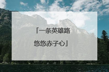 一条英雄路 悠悠赤子心