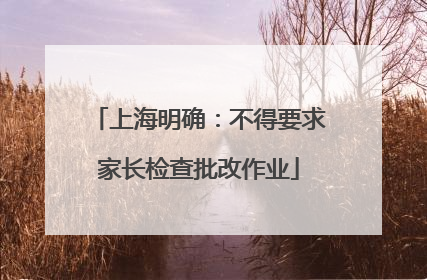 上海明确：不得要求家长检查批改作业