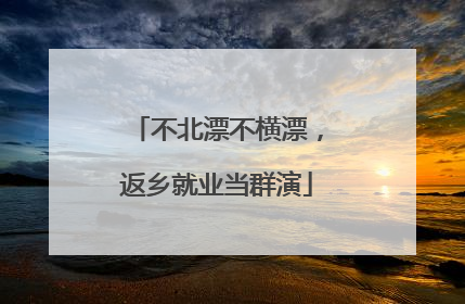 不北漂不横漂，返乡就业当群演