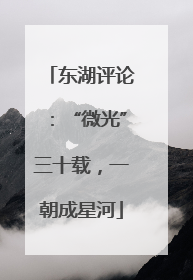 东湖评论：“微光”三十载，一朝成星河