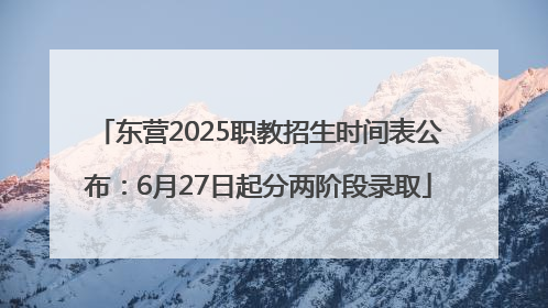 东营2025职教招生时间表公布：6月27日起分两阶段录取