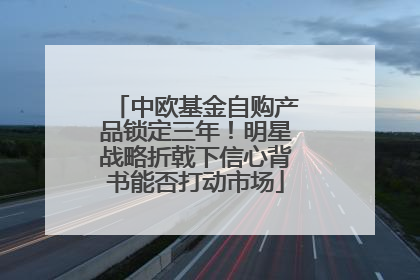 中欧基金自购产品锁定三年！明星战略折戟下信心背书能否打动市场