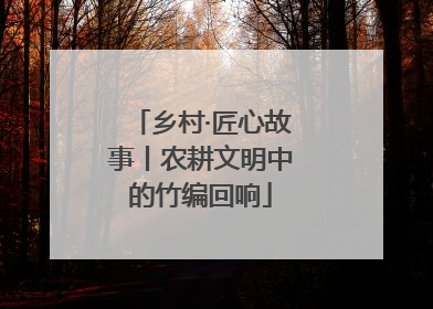 乡村·匠心故事丨农耕文明中的竹编回响