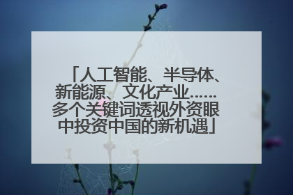 人工智能、半导体、新能源、文化产业……多个关键词透视外资眼中投资中国的新机遇