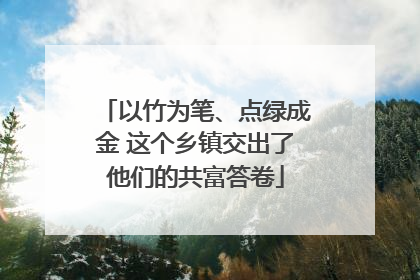 以竹为笔、点绿成金 这个乡镇交出了他们的共富答卷