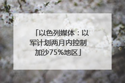 以色列媒体：以军计划两月内控制加沙75%地区