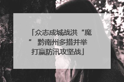 众志成城战洪“魔” 黔南州多措并举打赢防汛攻坚战