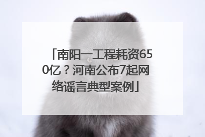 南阳一工程耗资650亿？河南公布7起网络谣言典型案例