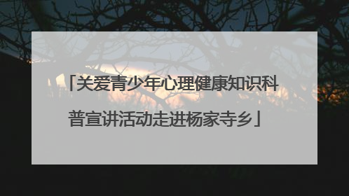 关爱青少年心理健康知识科普宣讲活动走进杨家寺乡