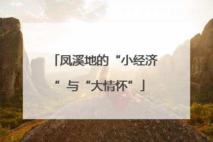 凤溪地的“小经济”与“大情怀”