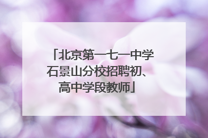 北京第一七一中学石景山分校招聘初、高中学段教师