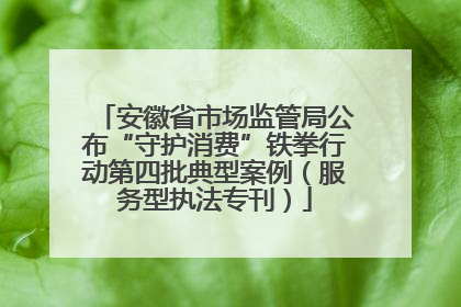 安徽省市场监管局公布“守护消费”铁拳行动第四批典型案例（服务型执法专刊）
