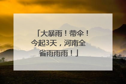 大暴雨！带伞！今起3天，河南全省雨雨雨！