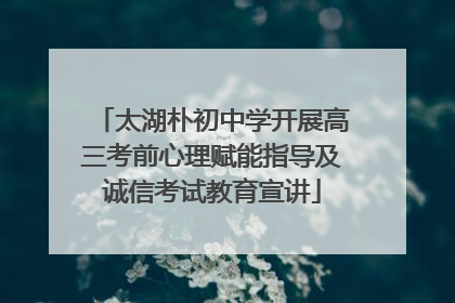 太湖朴初中学开展高三考前心理赋能指导及诚信考试教育宣讲