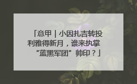 意甲｜小因扎吉转投利雅得新月，谁来执掌“蓝黑军团”帅印？