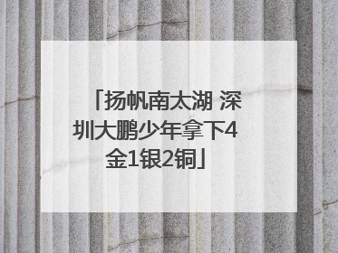 扬帆南太湖 深圳大鹏少年拿下4金1银2铜