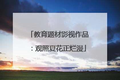 教育题材影视作品：观照夏花正烂漫