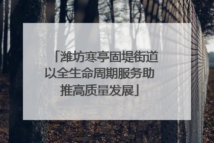 潍坊寒亭固堤街道以全生命周期服务助推高质量发展