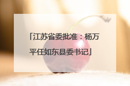 江苏省委批准：杨万平任如东县委书记
