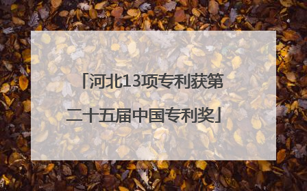河北13项专利获第二十五届中国专利奖