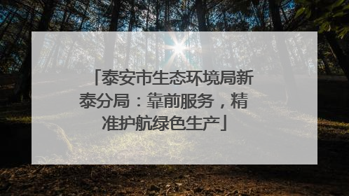 泰安市生态环境局新泰分局：靠前服务，精准护航绿色生产