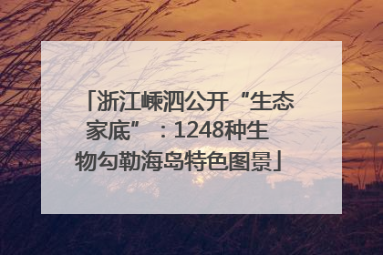 浙江嵊泗公开“生态家底”：1248种生物勾勒海岛特色图景