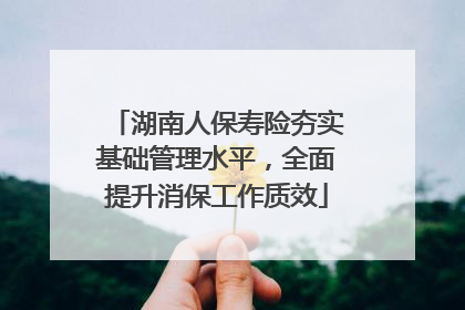 湖南人保寿险夯实基础管理水平，全面提升消保工作质效