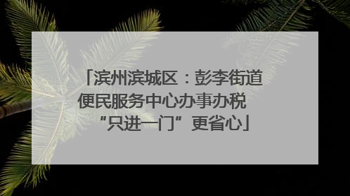 滨州滨城区：彭李街道便民服务中心办事办税 “只进一门”更省心