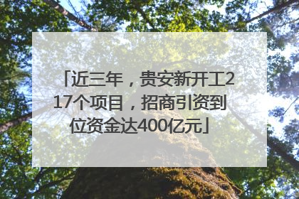 近三年，贵安新开工217个项目，招商引资到位资金达400亿元