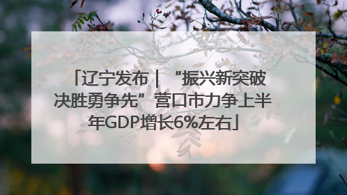 辽宁发布｜“振兴新突破 决胜勇争先”营口市力争上半年GDP增长6%左右
