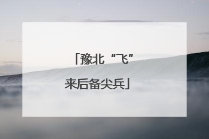 豫北“飞”来后备尖兵