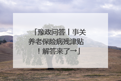 豫政问答丨事关养老保险病残津贴！解答来了→