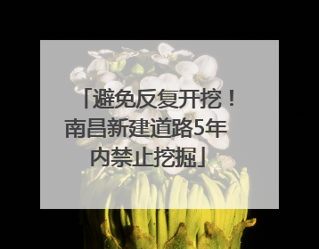 避免反复开挖！南昌新建道路5年内禁止挖掘