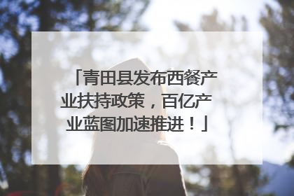 青田县发布西餐产业扶持政策，百亿产业蓝图加速推进！