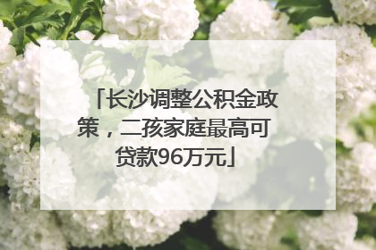 长沙调整公积金政策，二孩家庭最高可贷款96万元