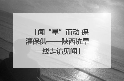 闻“旱”而动 保灌保供——陕西抗旱一线走访见闻