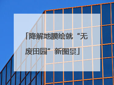 降解地膜绘就“无废田园”新图景