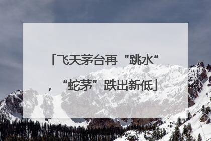 飞天茅台再“跳水”，“蛇茅”跌出新低