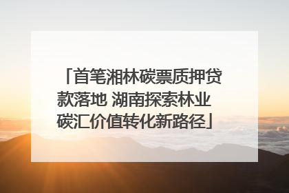 首笔湘林碳票质押贷款落地 湖南探索林业碳汇价值转化新路径