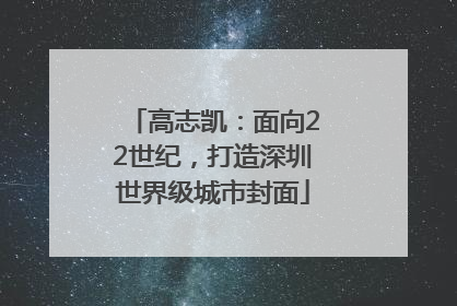 高志凯：面向22世纪，打造深圳世界级城市封面
