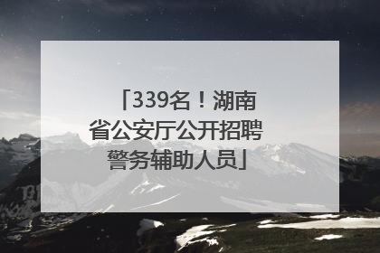 339名！湖南省公安厅公开招聘警务辅助人员